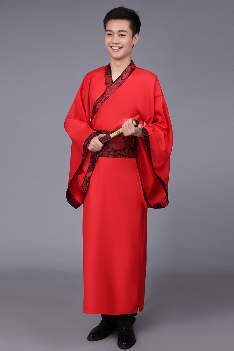 水晶伊人十七坊服饰旗舰店华服唐装古装古代服装汉服学生男男士曲裾书生男黑色汉服直裾深衣1