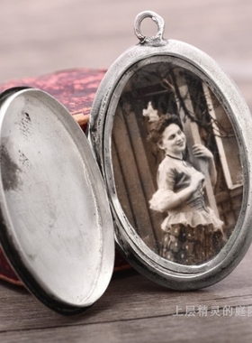 SOLD经典维多利亚时代France古董照片银相片盒收藏∮存放纪念小物