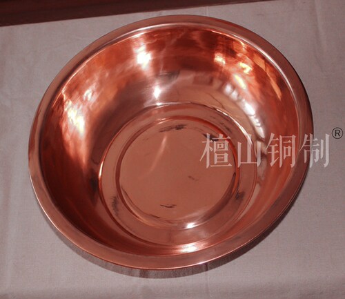 保真加厚纯铜洗漱紫铜脸盆铜洗手盆结婚陪嫁家用风水铜盆37*10cm - 图0