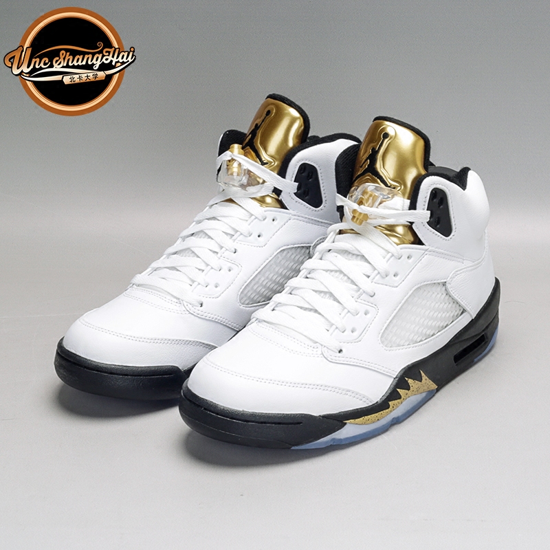 北卡大学 Air Jordan 5 Gold Medal AJ5 金牌 5 白金 136027-133 - 图0