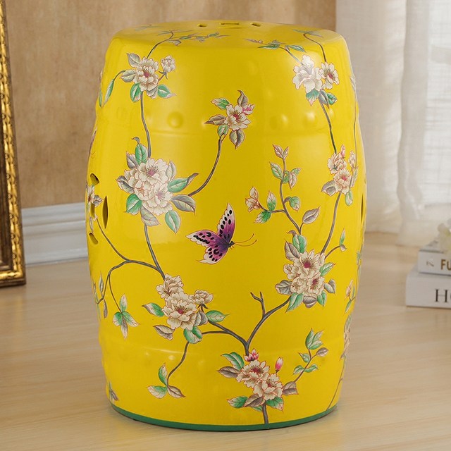 Drum Stool New Chinese Ceramic Flower and Bird Classic Dressing
