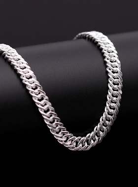 马鞭双扣银饰纯手工送男友项链