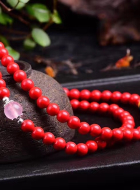 天然佛珠手串红朱砂