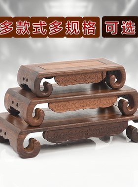 红木正方形紫砂花瓶盆景工艺品
