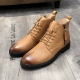 Giày da màu retro mang giày da nam ủng nam Giày ngắn nam da cao giày da cao cấp mũi nhọn trong Martin khởi động nam triều - Giày ống