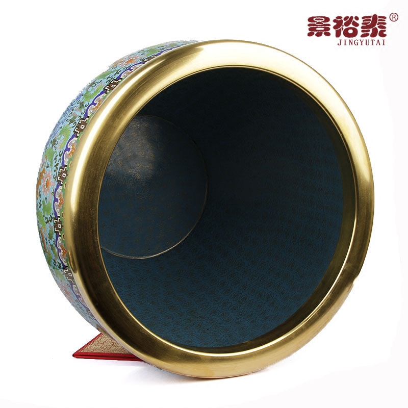 正宗景泰蓝福运宝缸铜胎珐琅风水缸书画缸鱼缸风水镇宅招财摆件 - 图2