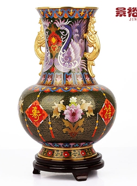 景泰蓝花瓶福禄寿喜传统工艺品