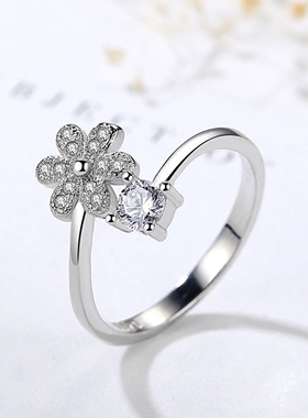 纯银戒指女日韩版S925指环婚戒