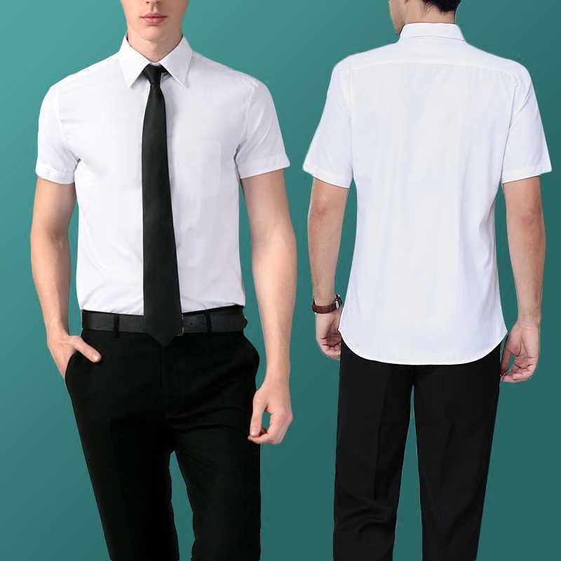 white dress shirt with shorts