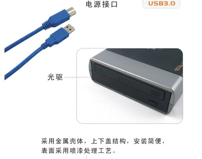 【今日特卖】支持蓝光刻录机 525QSU3E-- 创齐USB3.0/ESATA光驱盒 - 图1