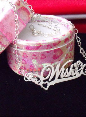 订做银饰立体字母链项链送女孩