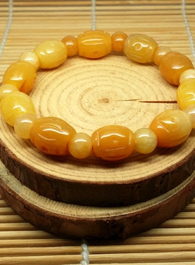 天然黄玉路路通手链转运珠