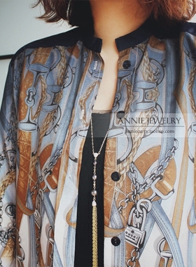 美国老牌ch精致优雅长灰色珍珠