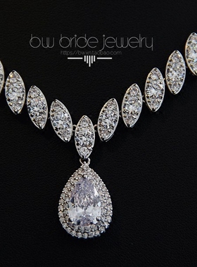 结婚仿真锆石婚礼婚纱项链耳环