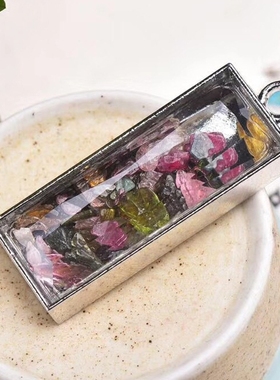 不定型碧玺碎石平安无事牌吊坠