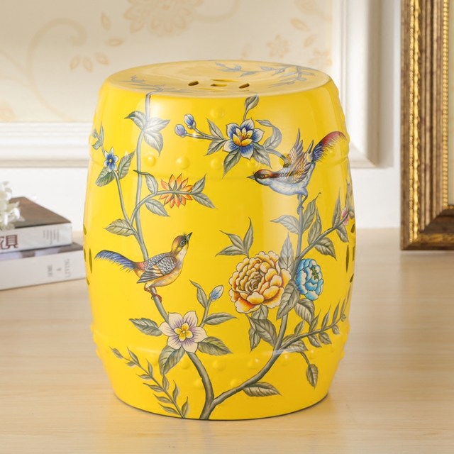 New Chinese style classical dressing stool hand painted with flowers and birds