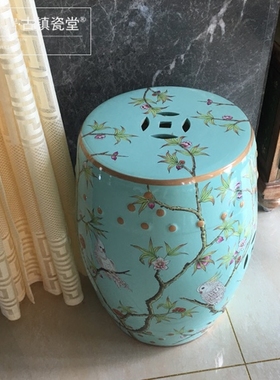 新中式风彩绘鹦鹉混搭茶几换鞋凳