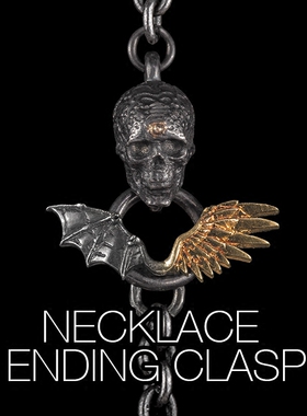 骷髅结尾扣手工纯银项链