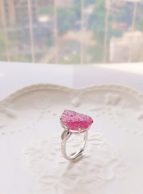 大颗粒艳丽风通透招财转运银戒指