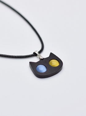 项链小猫檀木原创可爱女生