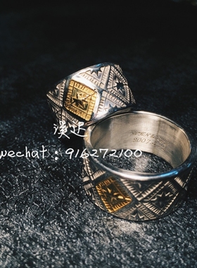 925银手工簪刻错金戒指