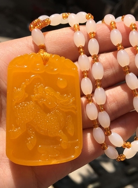 黄龙玉麒麟项链吊坠送证书