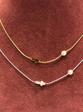 西班牙四叶草挂坠珍珠项链新品