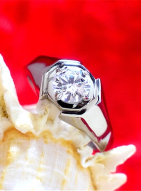 镀18k白金色钛钢仿真钻石戒指