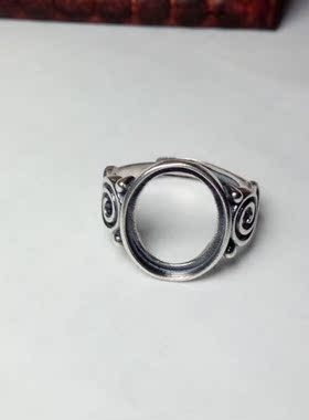 纯银925银复古活口戒指托