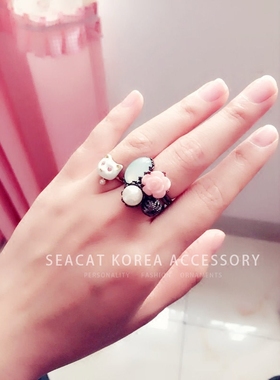 SeaCat卡通戒指女小动物狗法斗犬