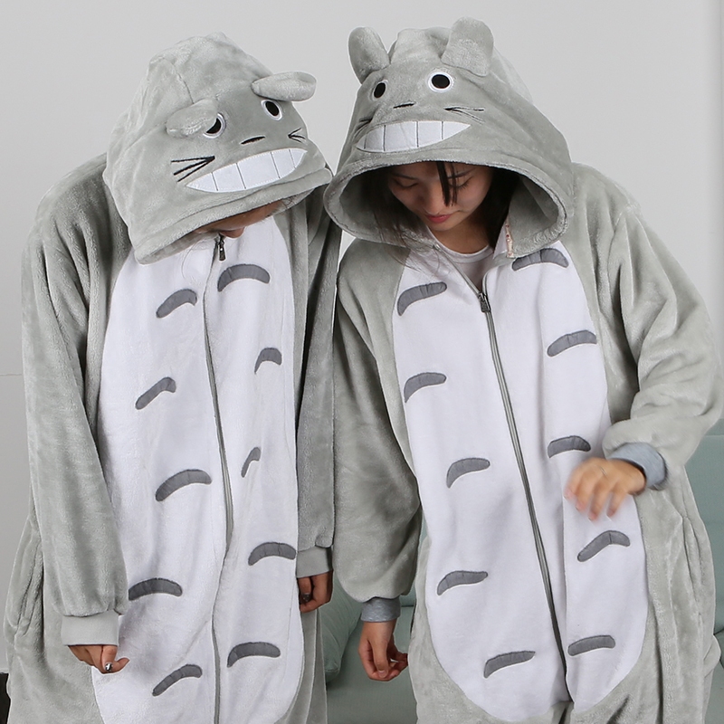 拉链版加厚款珊瑚绒可爱连体睡衣 浅尚玫瑰睡衣/家居服套装