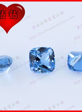 浅海蓝108#蓝尖晶石枕形裸石 幸运石进口宝石肥正方更闪更炫