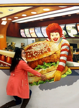 墙画立体三维涂鸦设计银行金钱