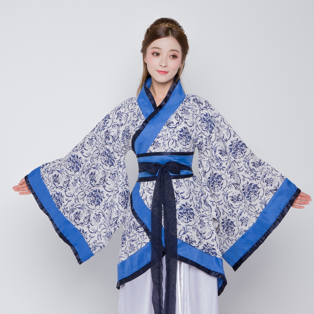 蜜糖依恋旗舰店新款古装青花瓷汉服女装写真服饰曲裾改良襦裙仙女装毕业班服表演1