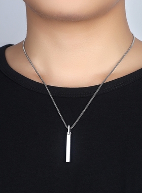 钨金日韩版男刻字个性坠潮项链