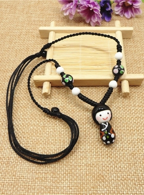 山水名物日式琉璃和服女可爱项链