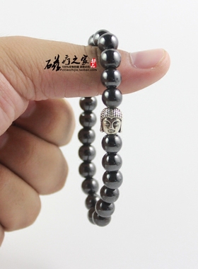 磁性黑胆石圆珠古银结缘饰品情侣