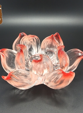 高档琉璃莲花酥油灯座水晶佛前供灯底座七宝琉璃烛台香插家居摆件
