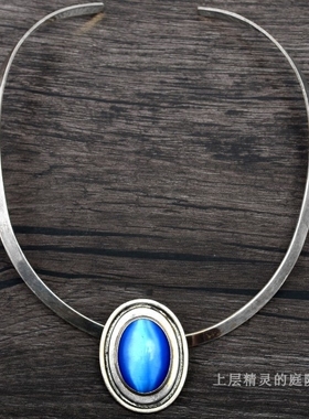 SOLD上层精灵的庭院 MEXICO墨西哥手工匠老银古董琉璃项圈Vintage