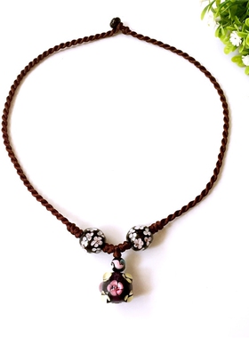 女多财三生花日式琉璃项链