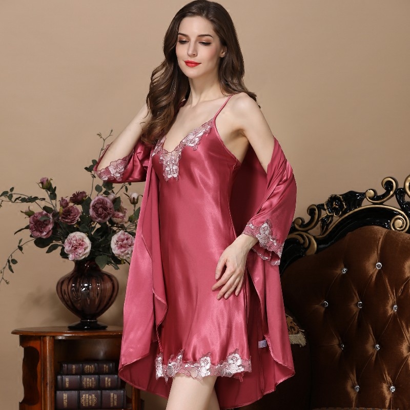 秋季冰丝丝绸性感仿真两件套睡裙 姬斯德妮睡衣/家居服套装