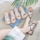 Chữ thập với dép La Mã nữ mùa hè bằng phẳng với hở ngón bằng phẳng với đôi dép thần tiên đinh tán hoang dã Giày La Mã nữ - Sandal