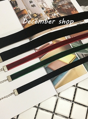 choker多色欧美复古宽绒面细项圈