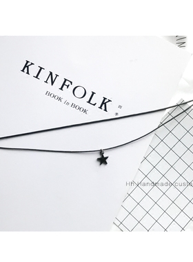 星星吊坠choker双层原宿颈链短款锁骨链女chocker少女颈带项圈