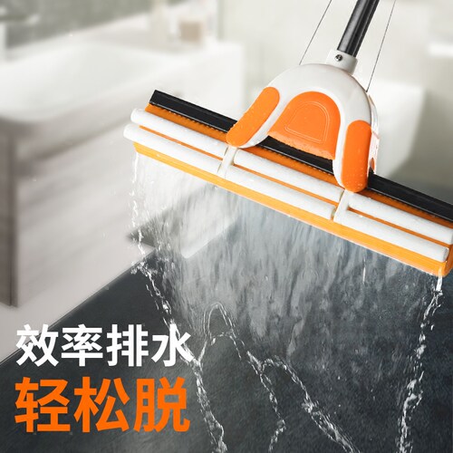 海绵拖把大号38cm免手洗干湿两用滚轮式家用地拖布胶棉吸水拖把 - 图0