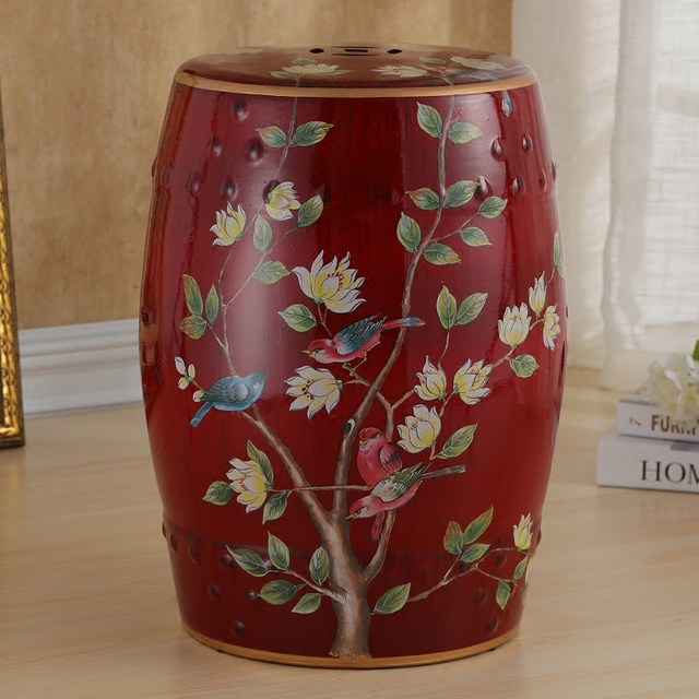 Drum Stool New Chinese Ceramic Flower and Bird Classic Dressing