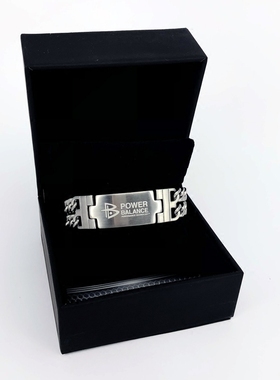 POWER·BALANCE霸能牛仔双链双贴亚银钛钢手链大小码