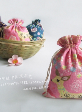 束口袋可爱梅花鹿首饰袋,