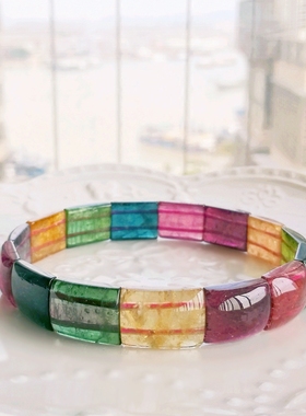 通透天然老坑料西瓜碧玺手镯