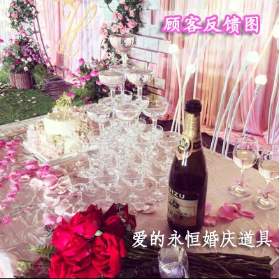 新款香槟塔五层三角形酒塔架烛台婚庆酒店舞台布置道具塑料香槟杯 - 图1